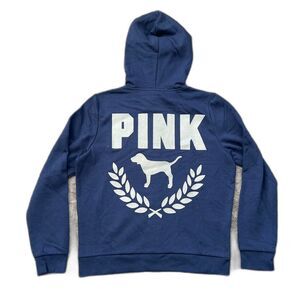 Victoria Secret PINK zip up hoodie navy blue glitter